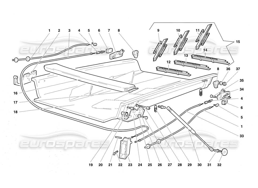 lamborghini diablo vt (1994) tapa del motor diagrama de piezas