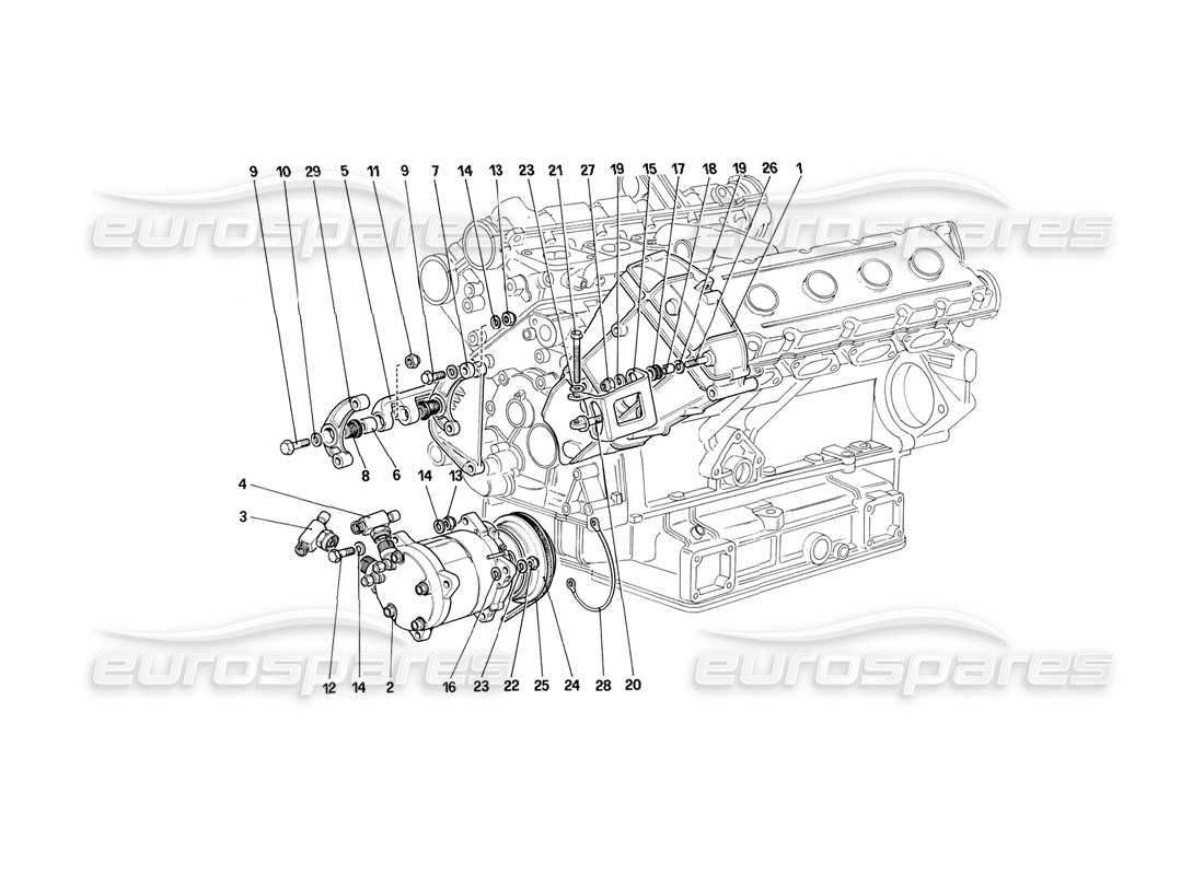 ferrari mondial 3.2 qv (1987) compresor y controles de aire acondicionado diagrama de piezas