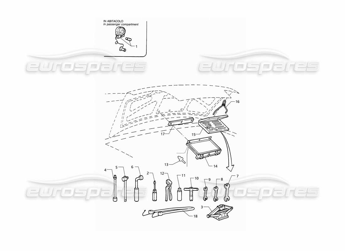 maserati qtp v6 (1996) diagrama de piezas de herramientas