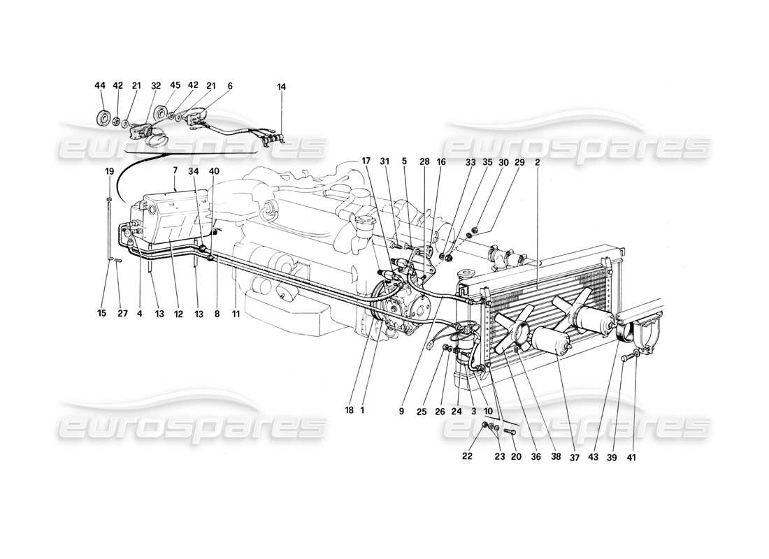 ferrari 400i (1983 mechanical) sistema de aire acondicionado diagrama de piezas