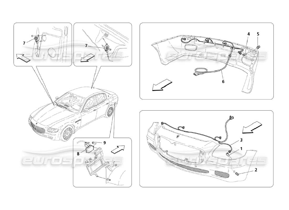 maserati qtp. (2006) 4.2 sensores de estacionamiento -opcional- diagrama de piezas