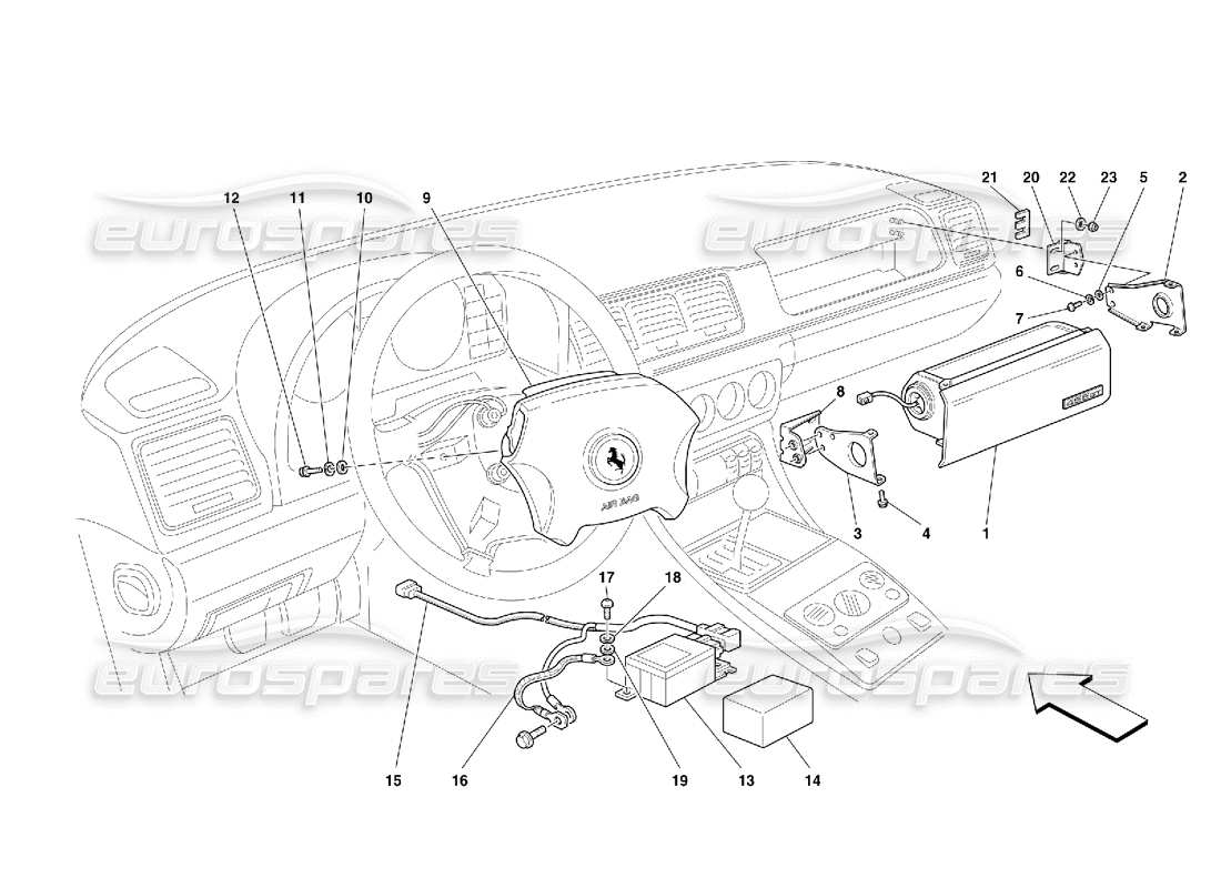 ferrari 456 gt/gta bolsas de aire diagrama de piezas