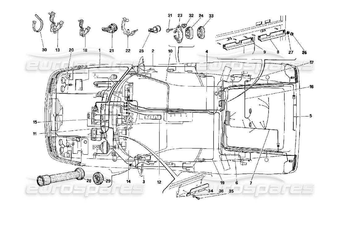 ferrari 512 tr sistema electrico diagrama de piezas