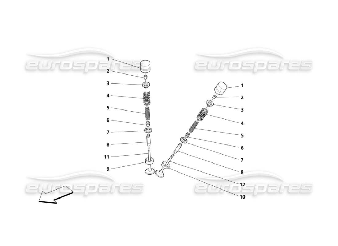 maserati qtp. (2006) 4.2 diagrama de piezas de válvulas