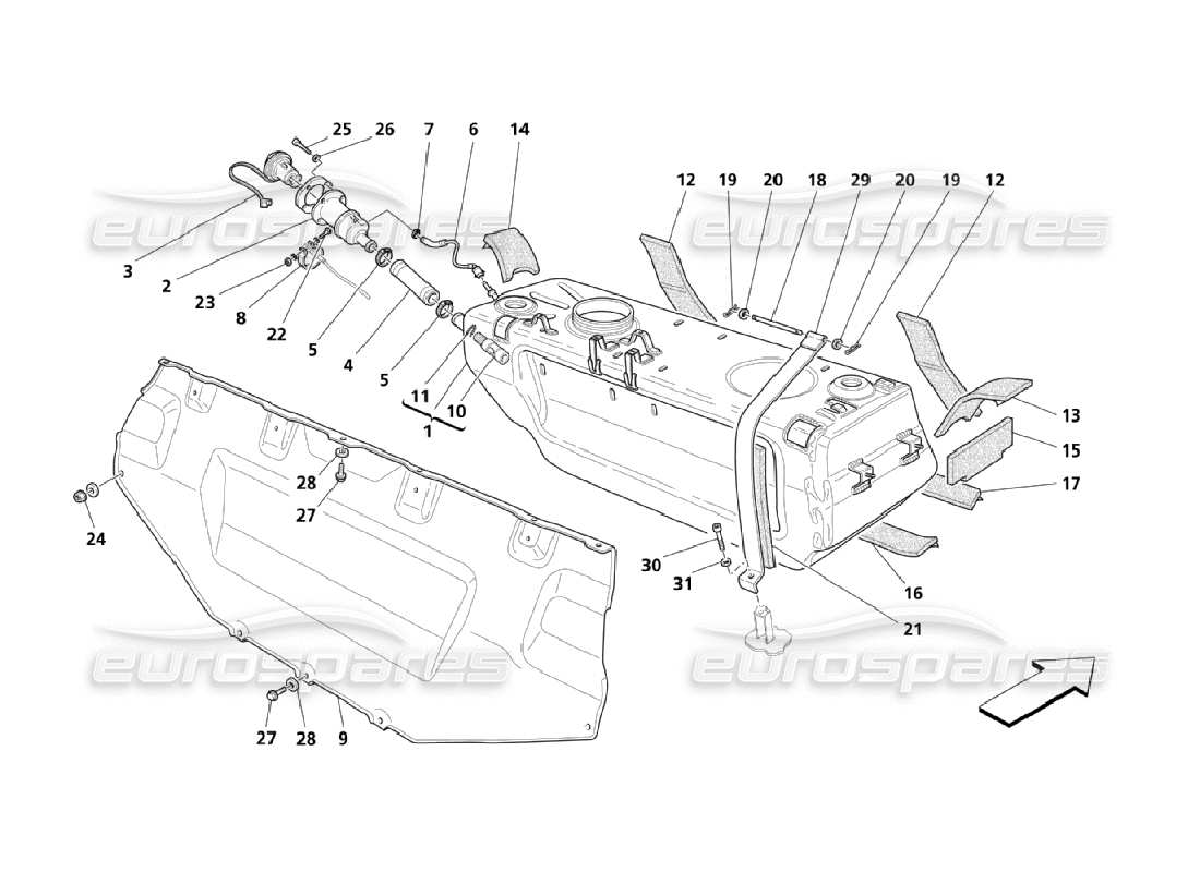 maserati qtp. (2006) 4.2 diagrama de piezas de los tanques de combustible