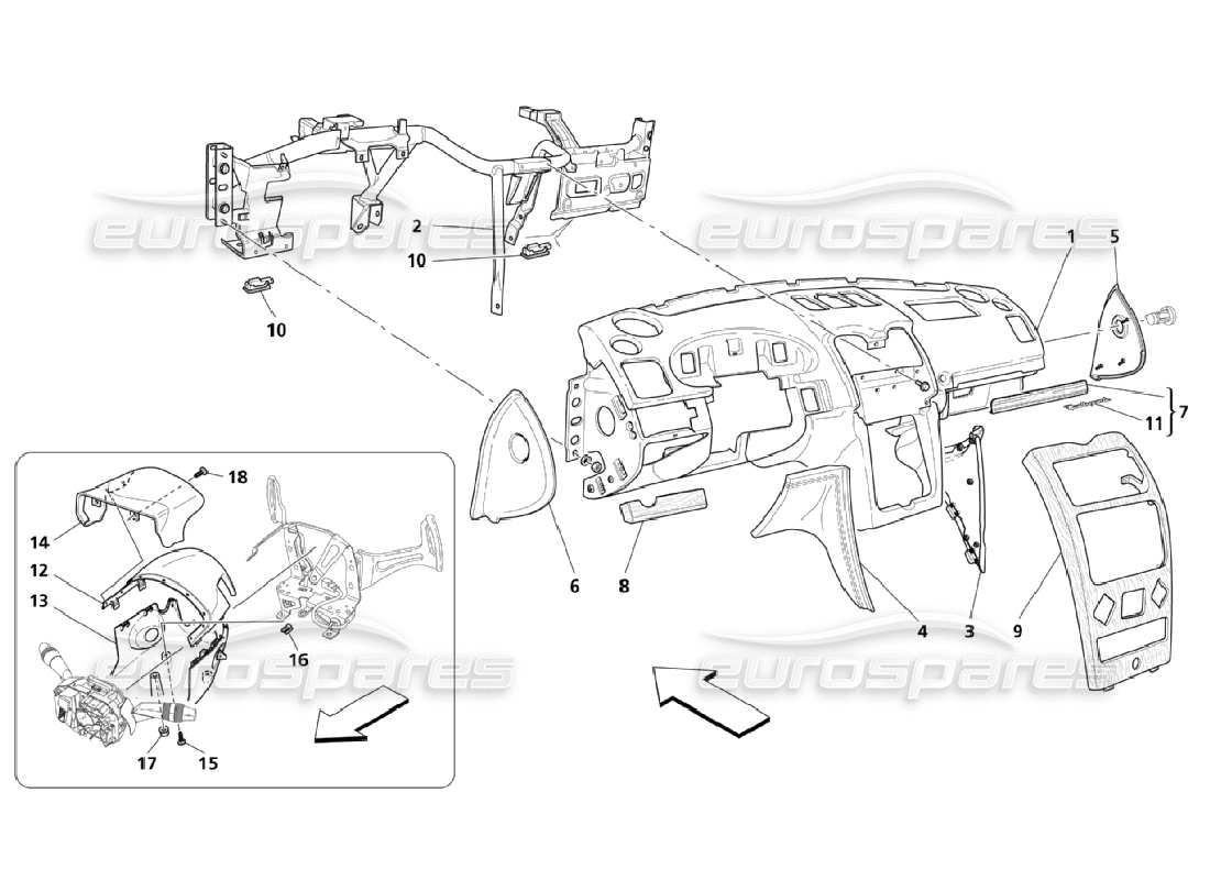 maserati qtp. (2006) 4.2 montaje del tablero diagrama de piezas