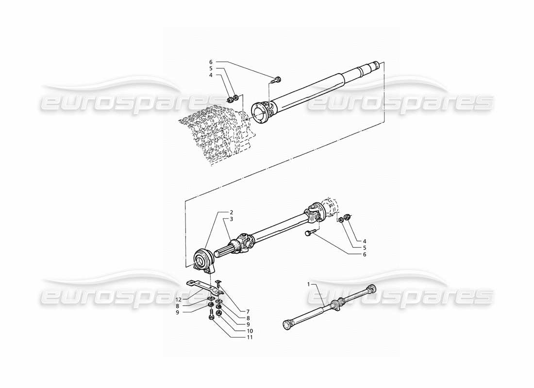 maserati qtp v6 (1996) eje de hélice y portador diagrama de piezas