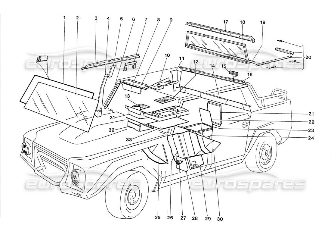 lamborghini lm002 (1988) diagrama de piezas de elementos internos