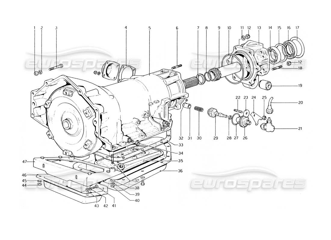 ferrari 400 gt (mechanical) diagrama de piezas de transmisión automática (400 automática)