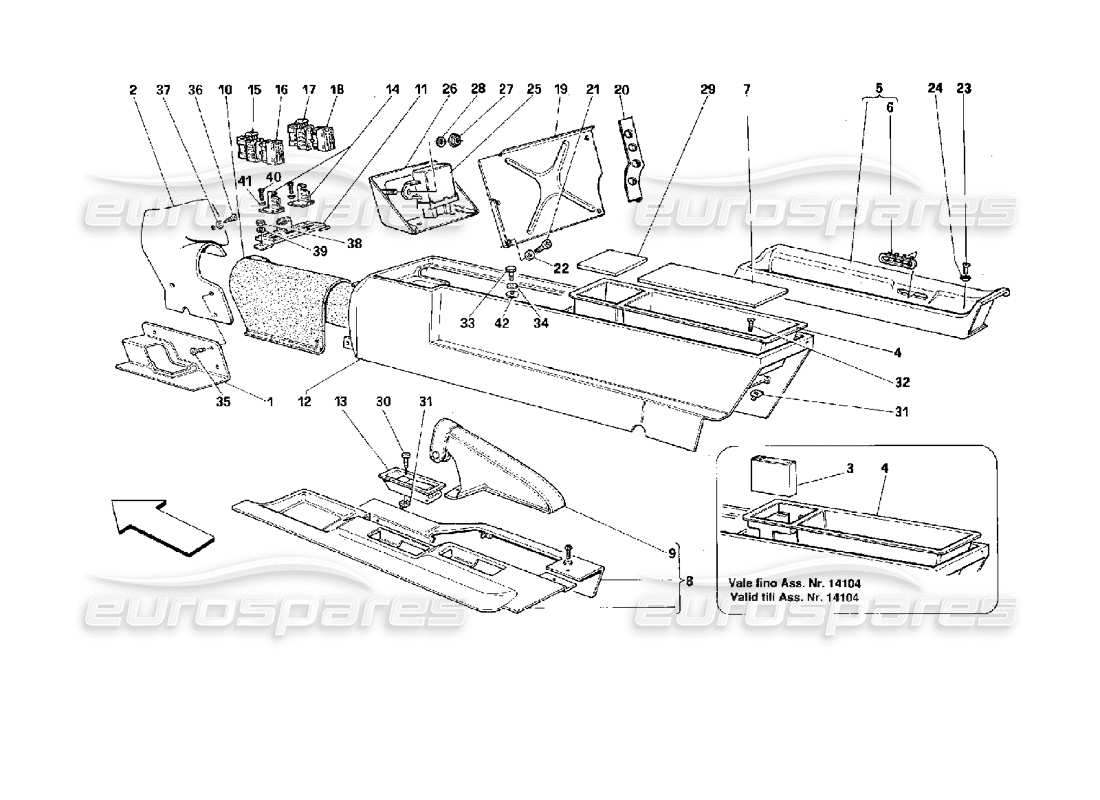 ferrari 512 tr túnel central -no para ee.uu.- diagrama de piezas