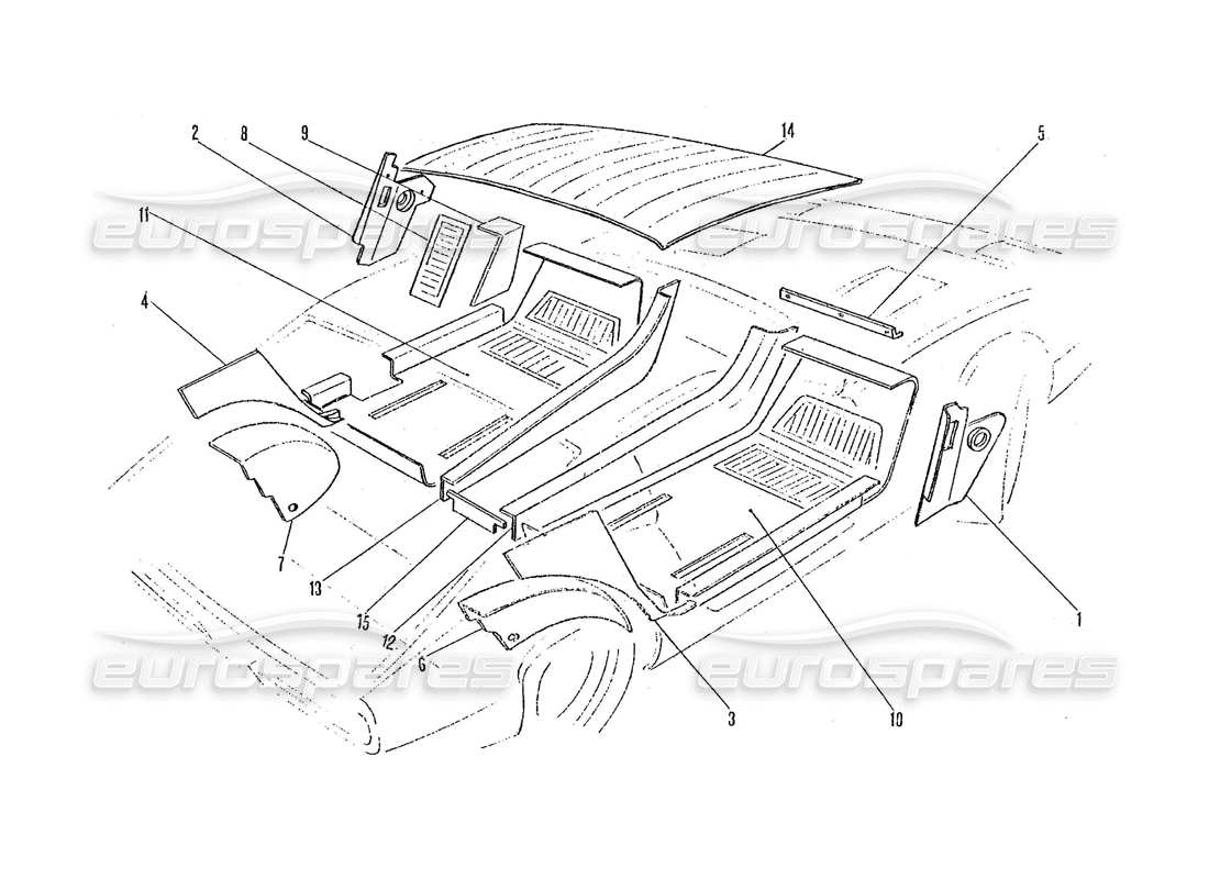 ferrari 365 gtc4 (coachwork) diagrama de piezas de alfombras y adornos interiores