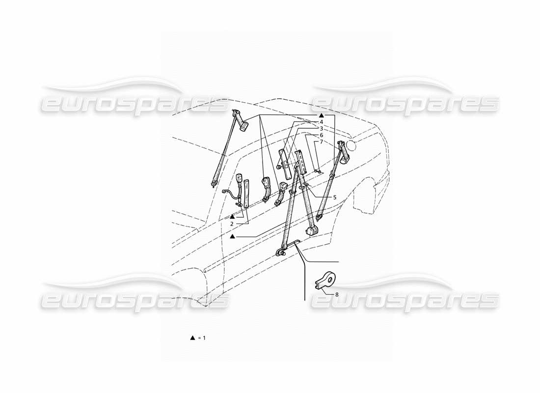 maserati ghibli 2.8 (abs) cinturones de seguridad diagrama de piezas