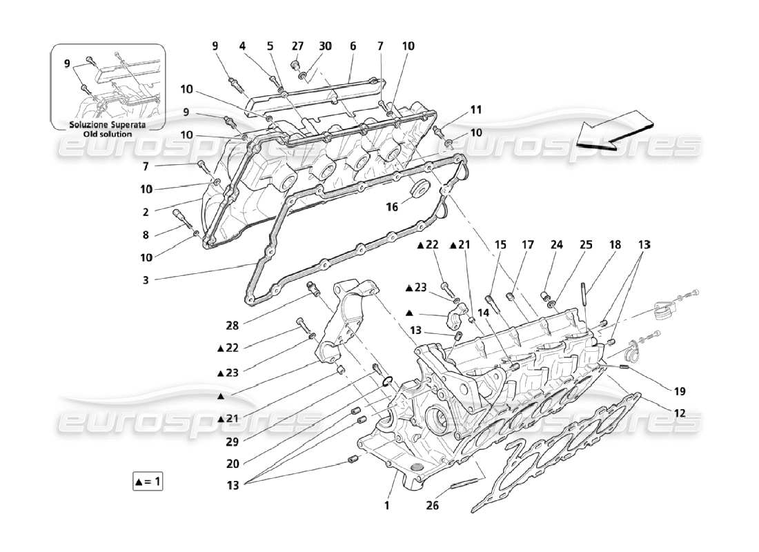 maserati qtp. (2006) 4.2 diagrama de piezas de la culata del cilindro derecho