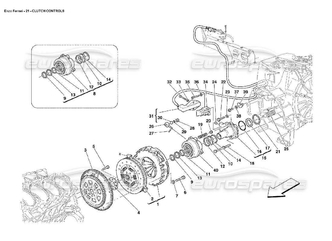 FERRARI ENZO CONTROLES DE EMBRAGUE DIAGRAMA DE PIEZAS ferrari enzo controles de embrague diagrama de piezas