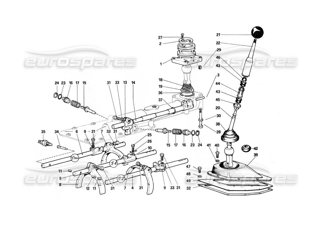 ferrari 400i (1983 mechanical) controles interiores y exteriores de la caja de cambios (400 gt) diagrama de piezas