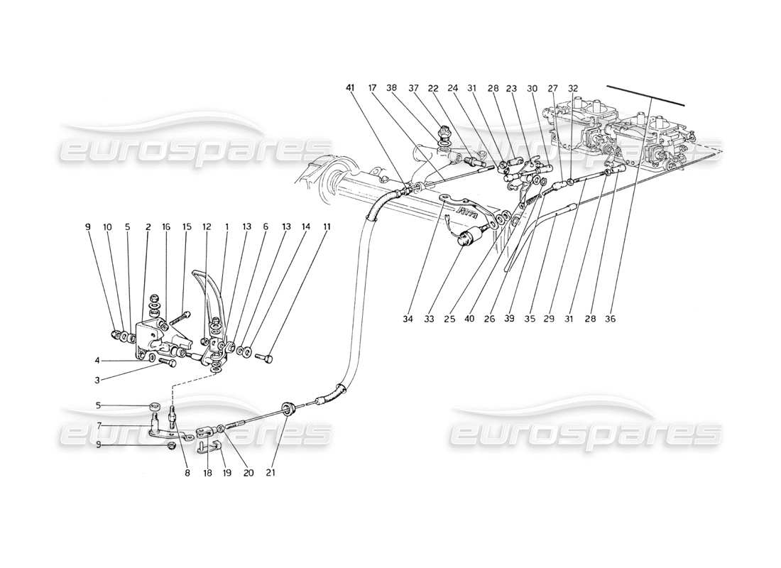 ferrari 208 gt4 dino (1975) throttle control diagrama de piezas