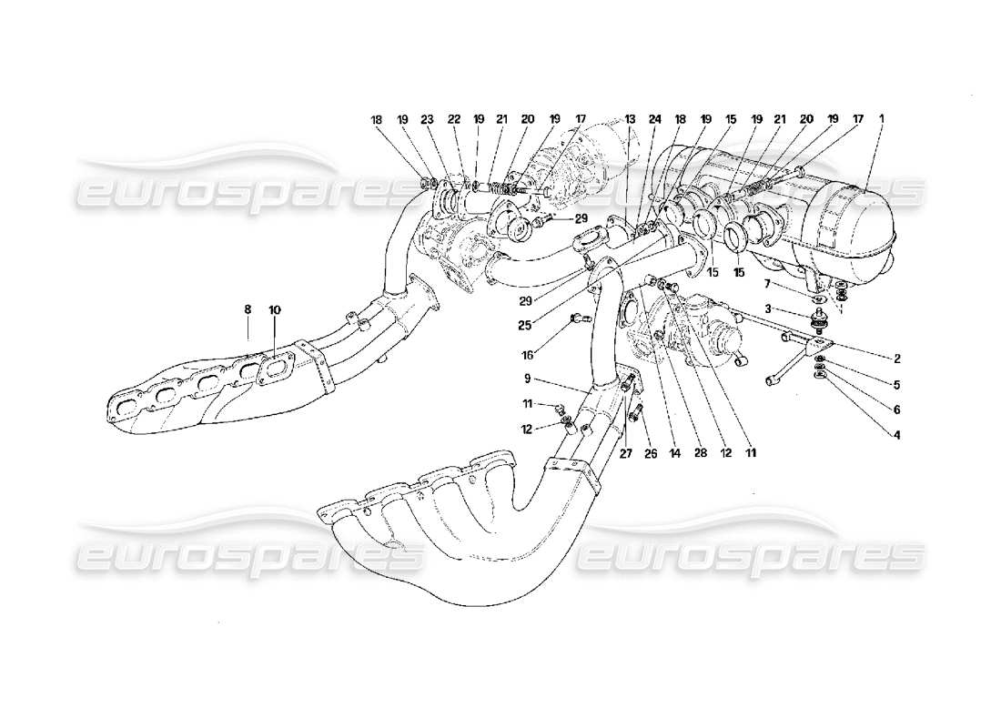 ferrari f40 sistema de escape -no para automóviles con catalizador- diagrama de piezas