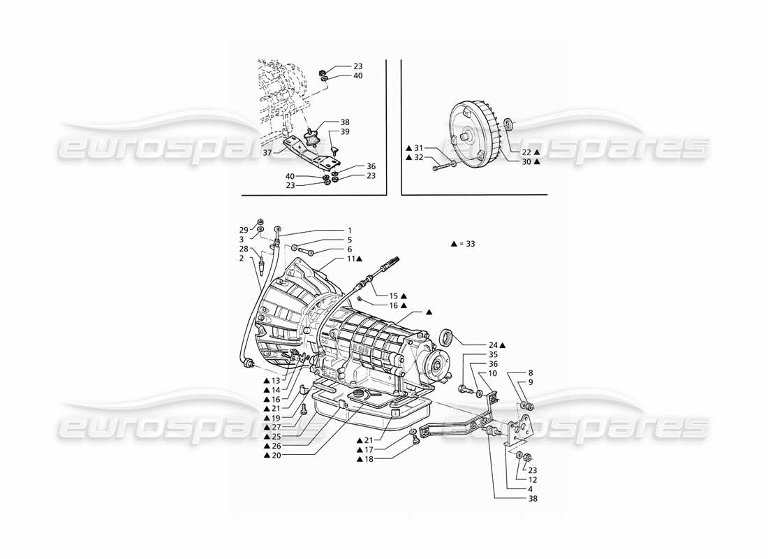 maserati qtp v6 (1996) convertidor de transmisión automática (4hp) diagrama de piezas