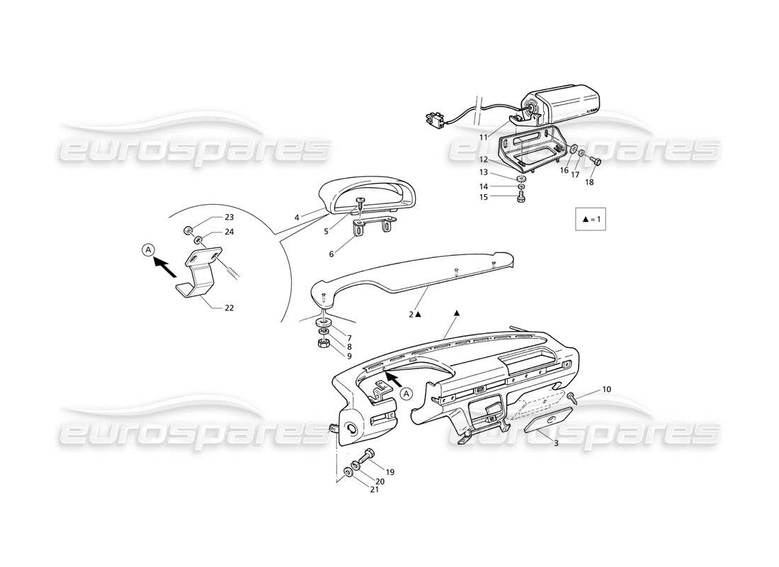 maserati qtp v6 evoluzione tablero: tapicería de cuero diagrama de piezas