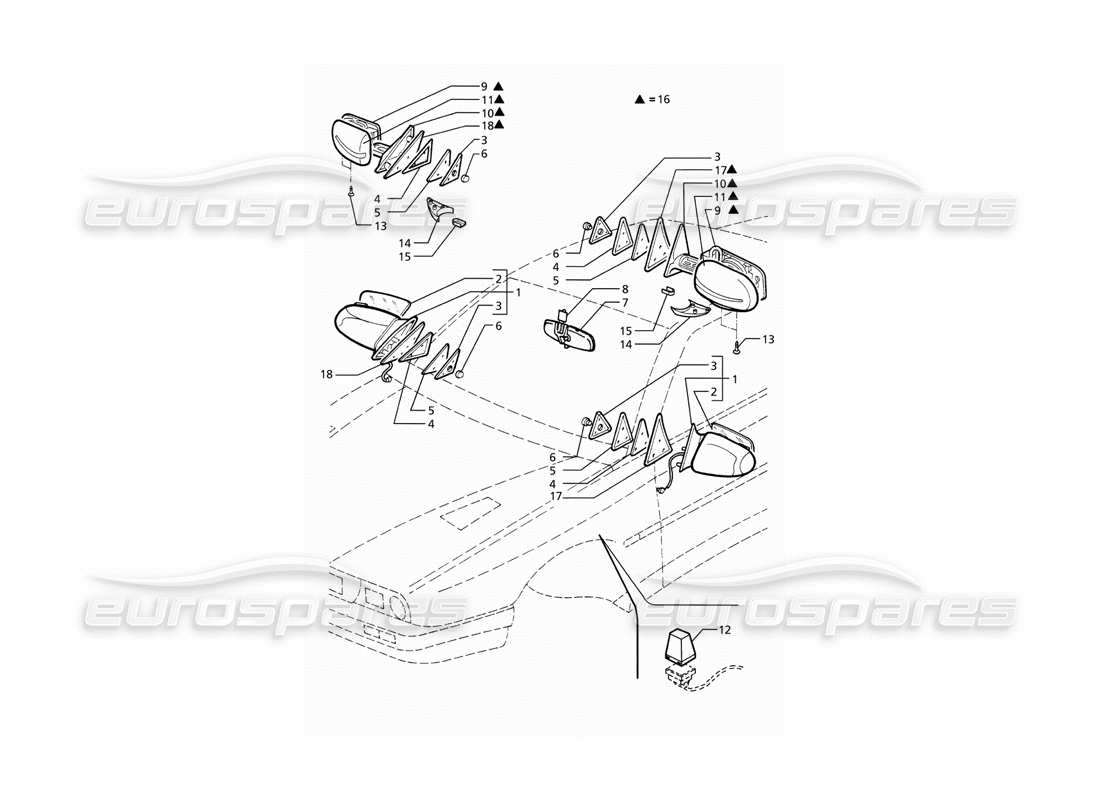 maserati ghibli 2.8 (abs) espejos retrovisores diagrama de piezas