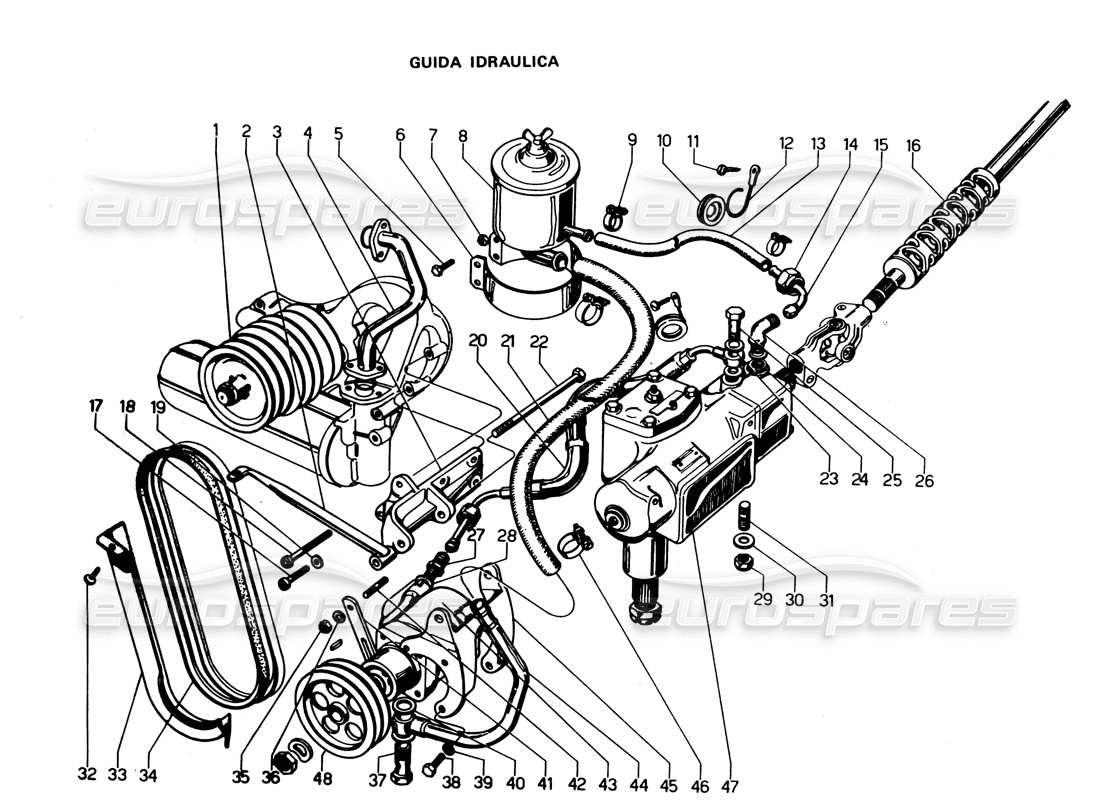 lamborghini espada dirección asistida diagrama de piezas