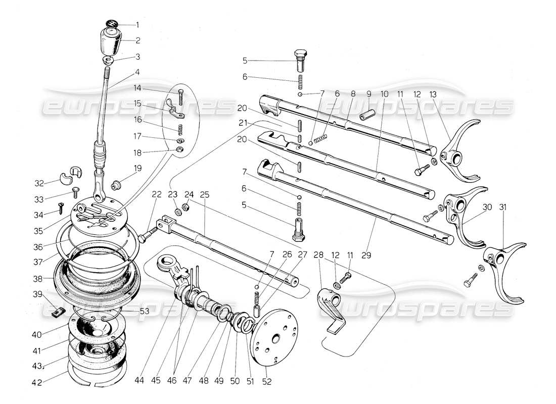 lamborghini countach 5000 s (1984) gear shift lever diagrama de piezas