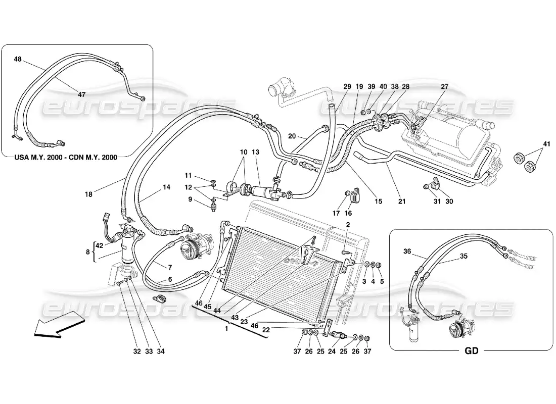 ferrari 456 m gt/m gta sistema de aire acondicionado diagrama de piezas