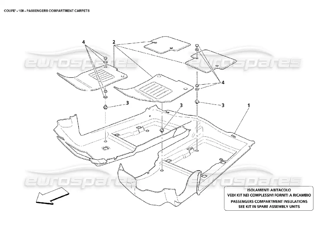 maserati 4200 coupe (2002) alfombras del habitáculo diagrama de piezas