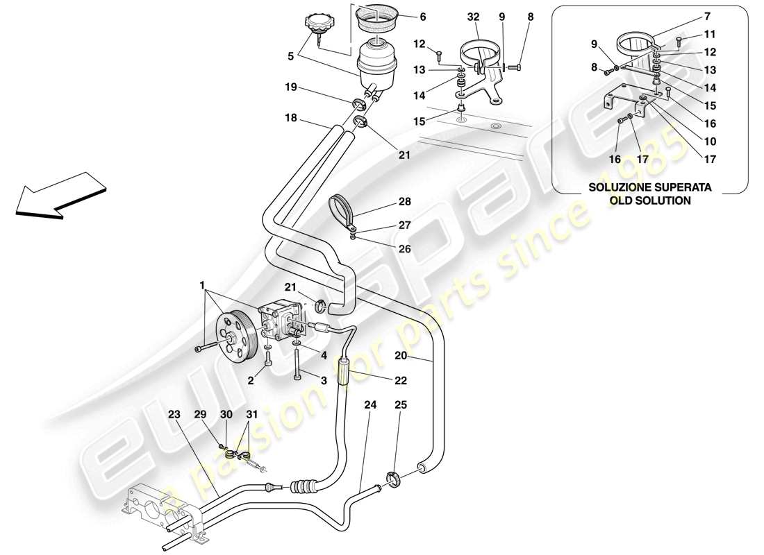 un diagrama de piezas del catálogo de piezas ferrari f430 spider (rhd)