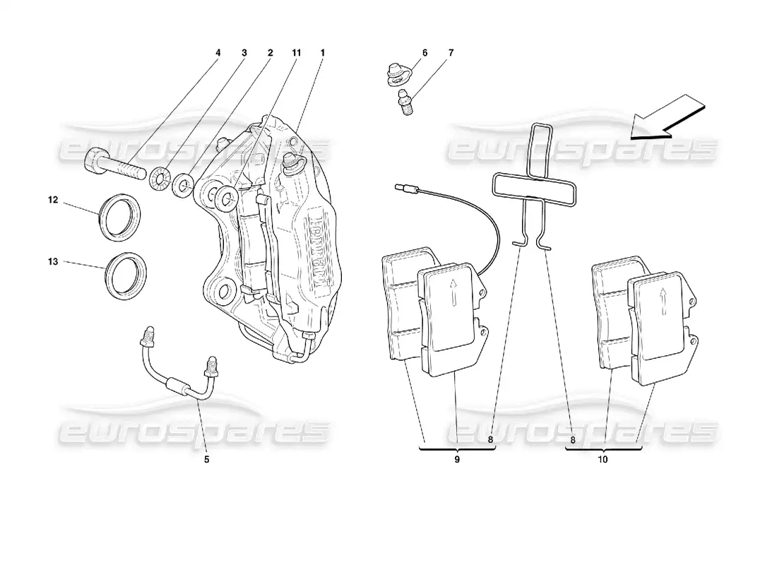 un diagrama de piezas del catálogo de piezas ferrari 355 (2.7 motronic)