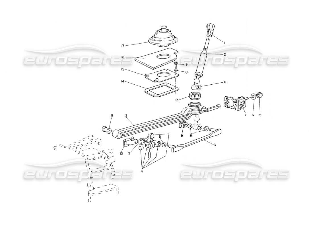 un diagrama de piezas del catálogo de piezas Maserati Ghibli 2.8 (sin ABS)