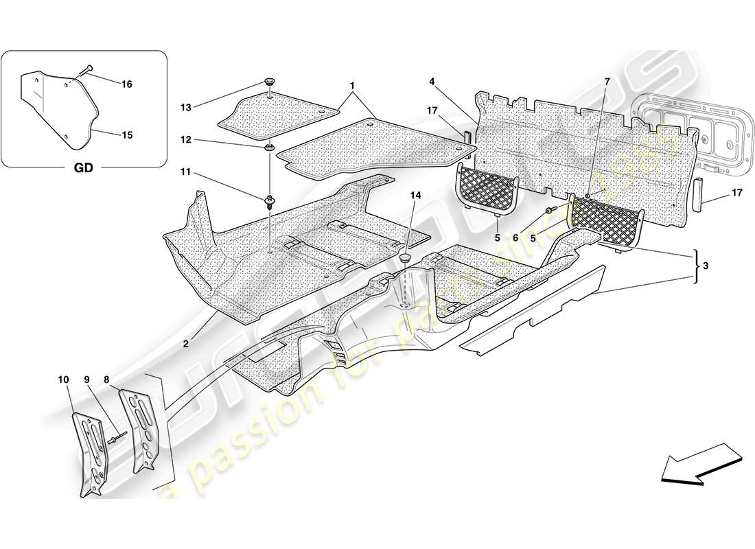 un diagrama de piezas del catálogo de piezas ferrari 430