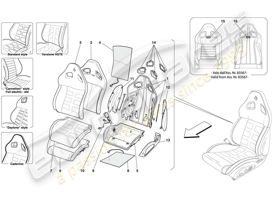un diagrama de piezas del catálogo de piezas ferrari 599 gtb fiorano (europe)