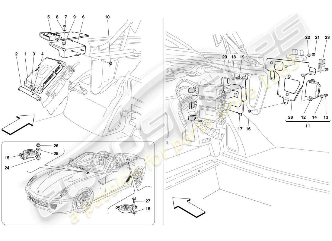 un diagrama de piezas del catálogo de piezas ferrari 599 sa aperta (usa)