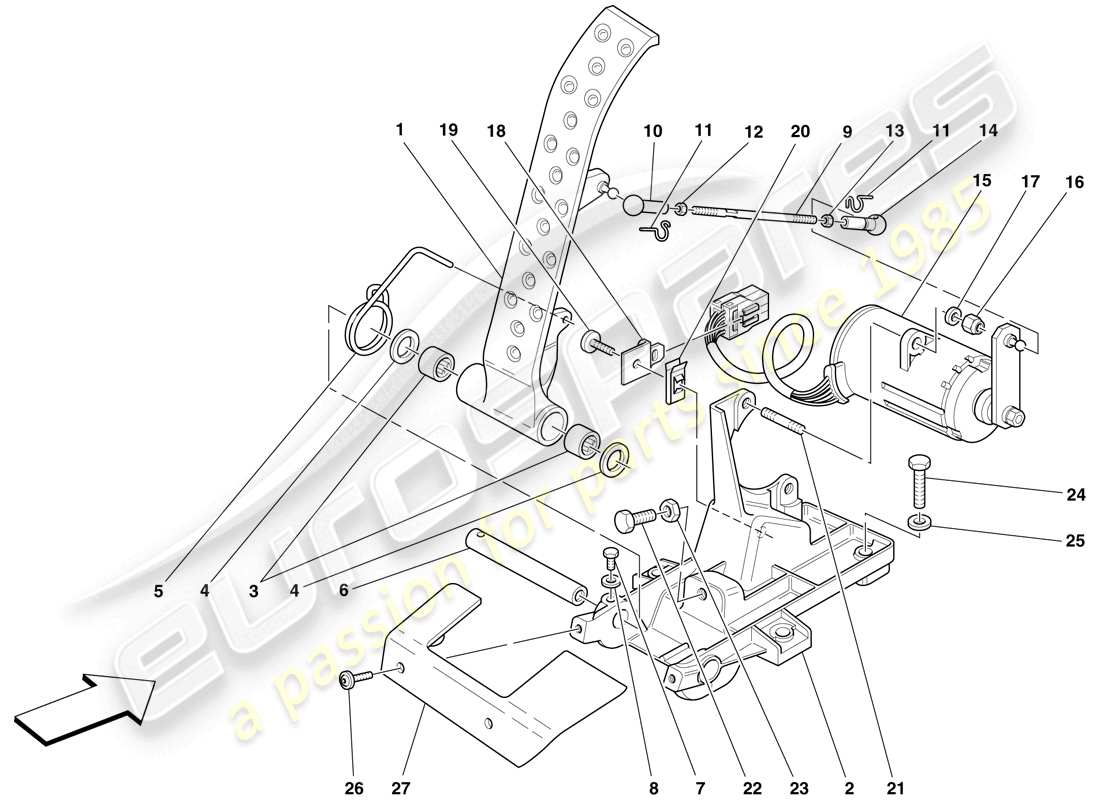 un diagrama de piezas del catálogo de piezas ferrari f430 scuderia (rhd)