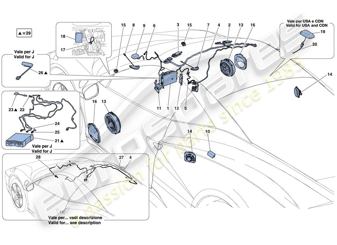 un diagrama de piezas del catálogo de piezas ferrari 458 speciale (rhd)