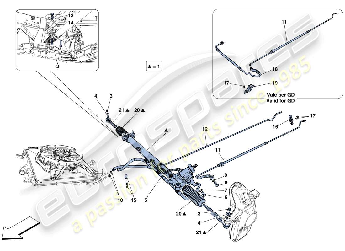 un diagrama de piezas del catálogo de piezas ferrari 458 speciale (rhd)
