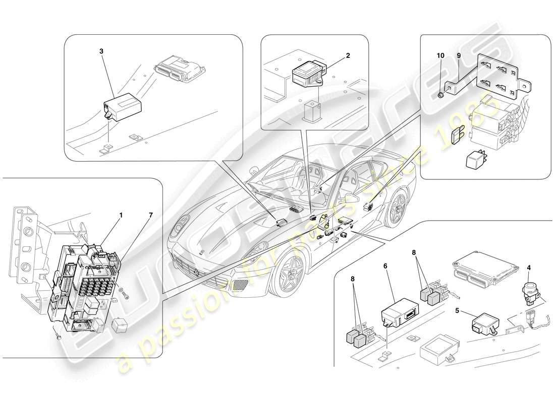 un diagrama de piezas del catálogo de piezas ferrari 599 gtb fiorano (rhd)
