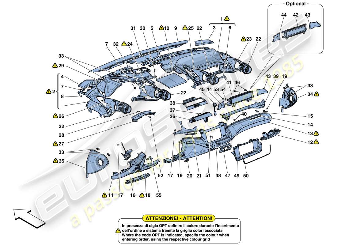 un diagrama de piezas del catálogo de piezas Ferrari GTC4 Lusso (RHD)