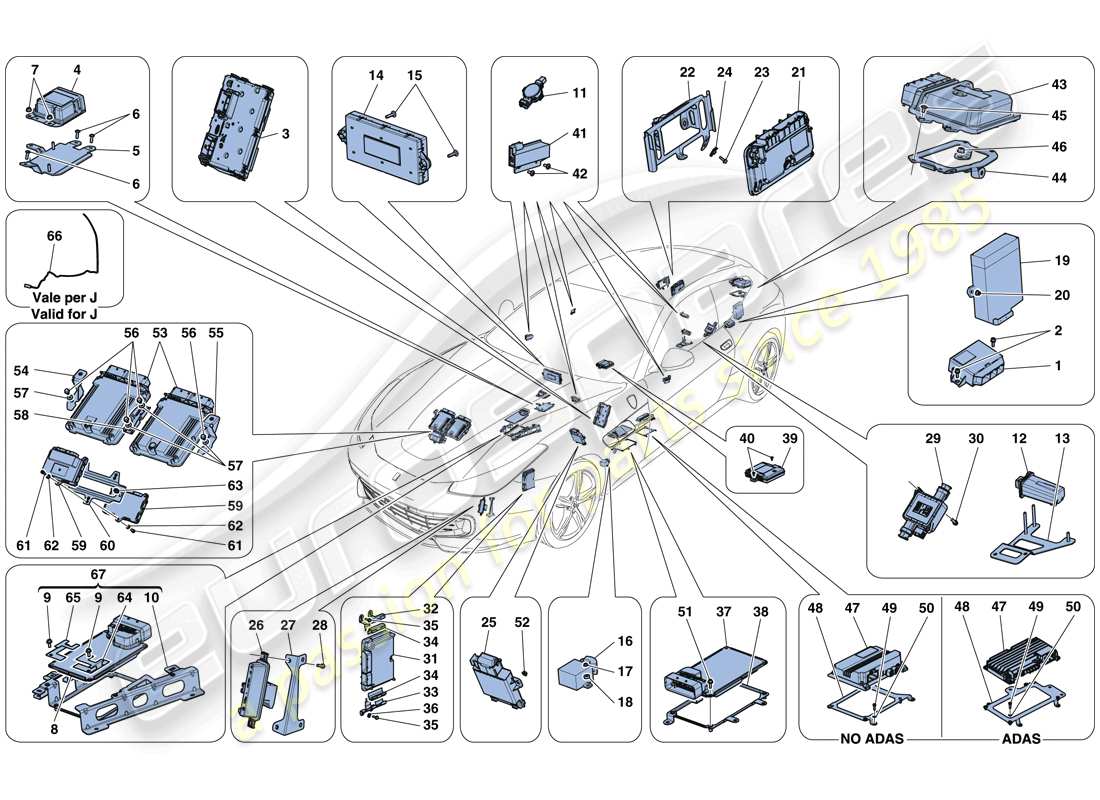 un diagrama de piezas del catálogo de piezas Ferrari GTC4 Lusso (Europa)