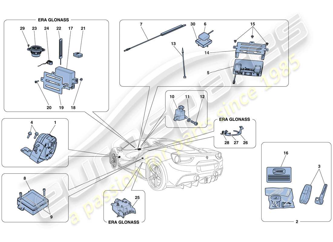 un diagrama de piezas del catálogo de piezas ferrari 488 gtb (europe)