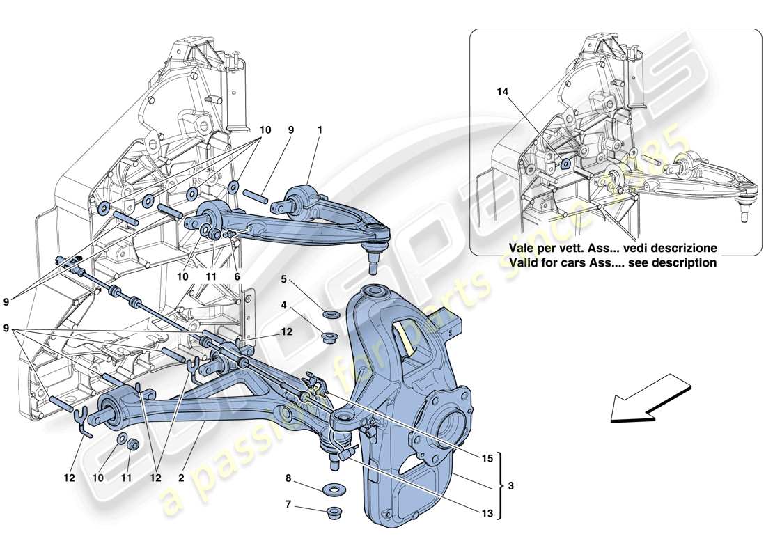 un diagrama de piezas del catálogo de piezas de Ferrari 458 Italia (EE. UU.)