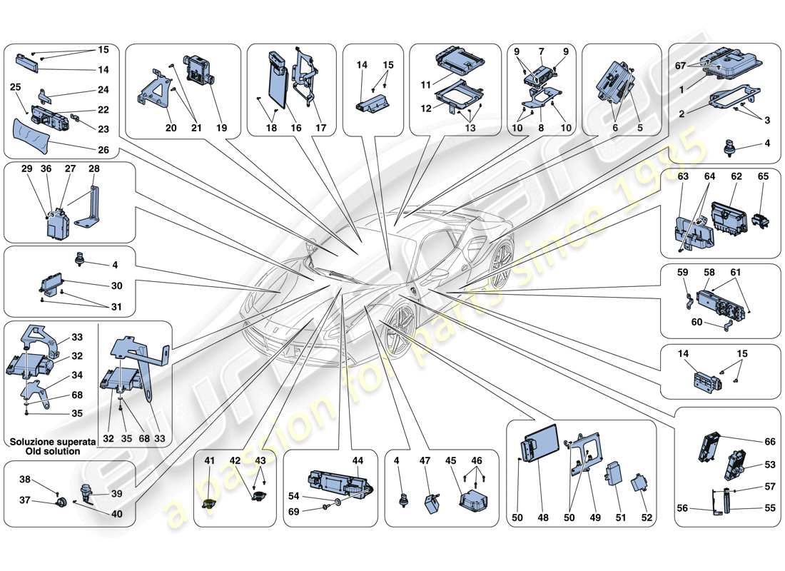 un diagrama de piezas del catálogo de piezas ferrari 488 gtb (usa)