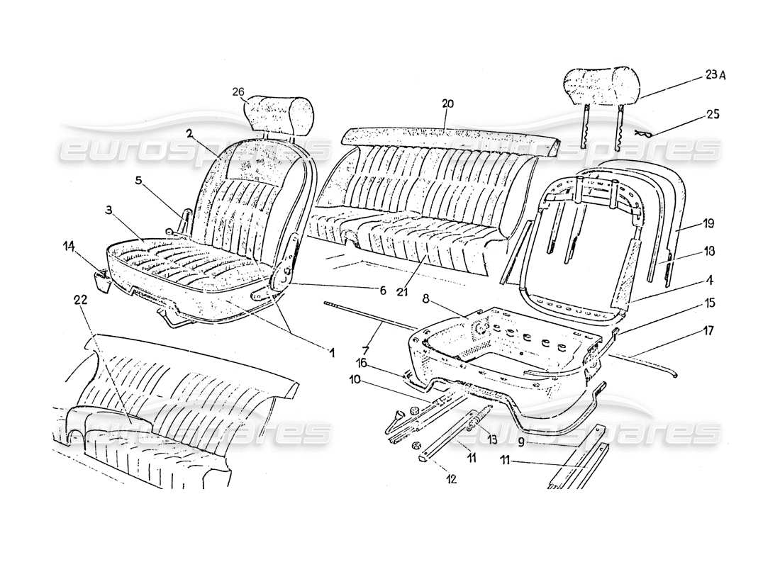 un diagrama de piezas del catálogo de piezas Ferrari 365 GT 2+2 (Coachwork)