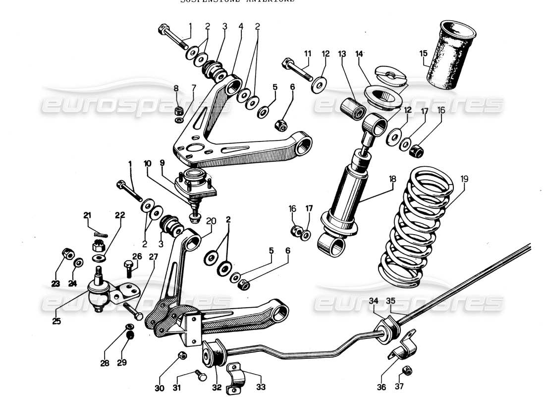 un diagrama de piezas del catálogo de piezas lamborghini espada