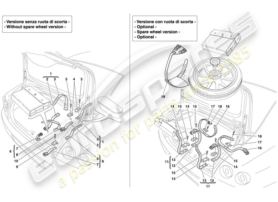 un diagrama de piezas del catálogo de piezas de Ferrari 612 Scaglietti (Europa)