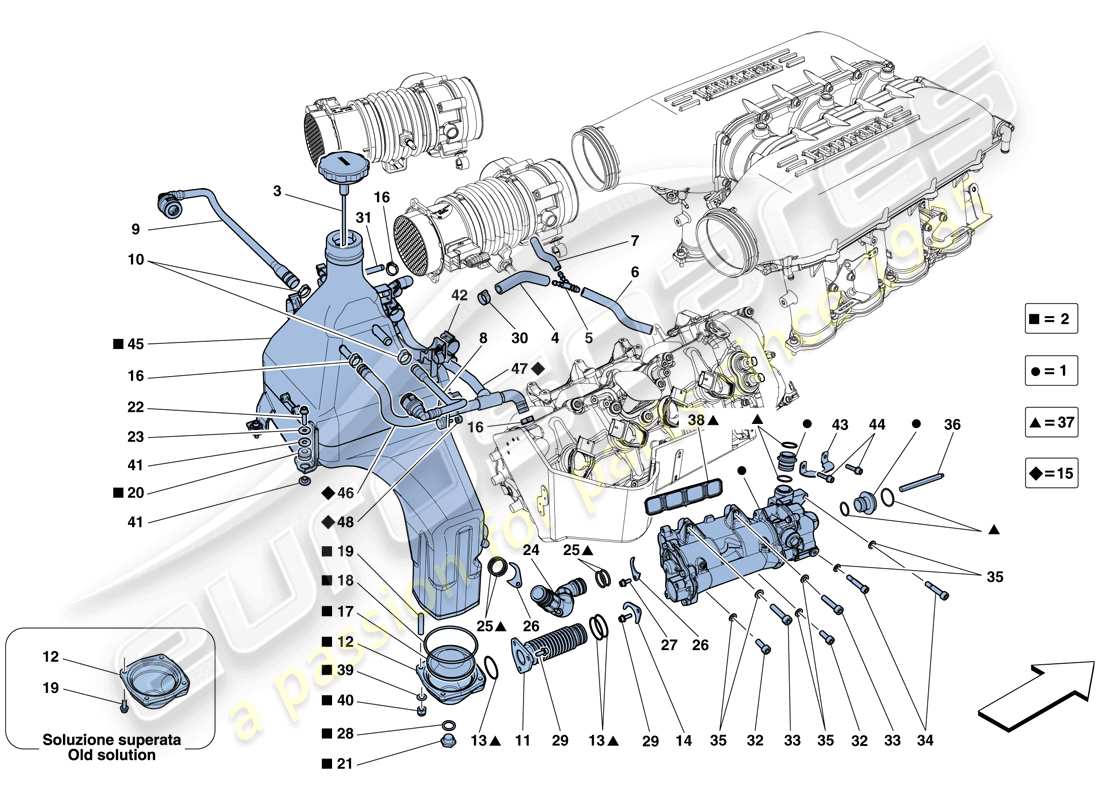 un diagrama de piezas del catálogo de piezas ferrari 458 spider (usa)