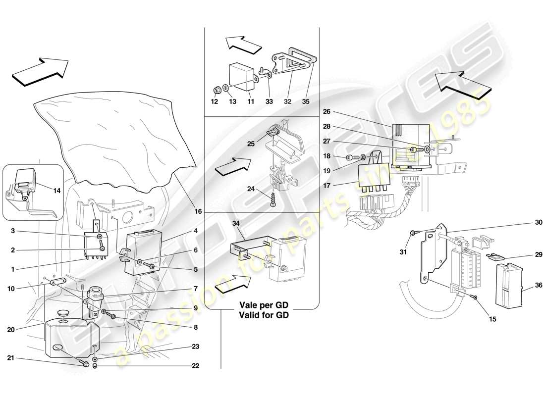 un diagrama de piezas del catálogo de piezas ferrari f430 scuderia spider 16m (usa)