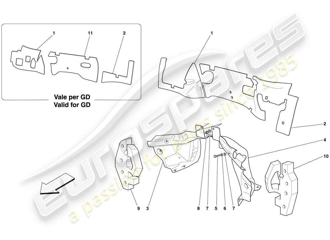 un diagrama de piezas del catálogo de piezas Ferrari 599 GTB Fiorano (EE. UU.)