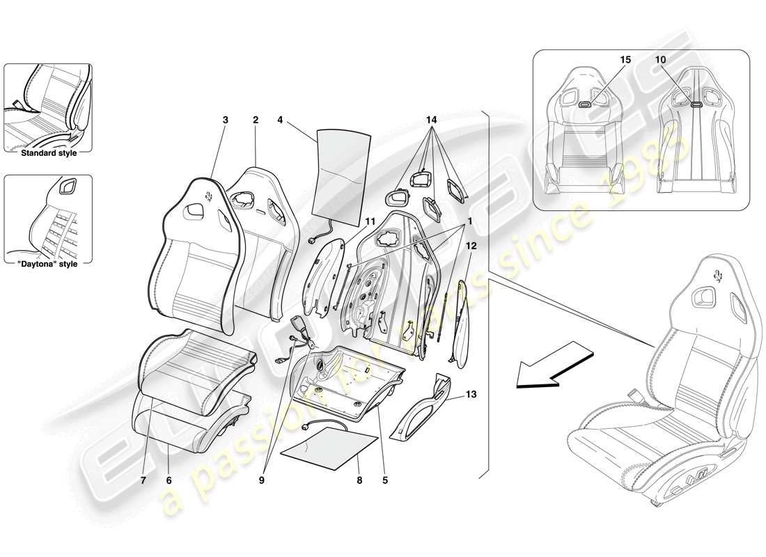 un diagrama de piezas del catálogo de piezas ferrari 599 gto (rhd)